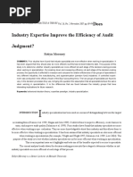 Does Industry Expertise Improve The Efficiency of Audit Judgment?