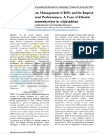 Customer Relation Management (CRM) and Its Impact On Organizational Performance: A Case of Etisalat Telecommunication in Afghanistan