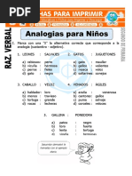 Ficha de Analogias para Niños para Segundo de Primaria PDF