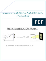 Physics Investigatory Project On Interference of Light