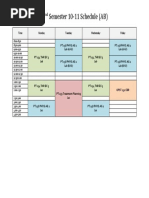 Schedule - 2nd Semester