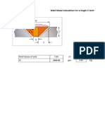 Weld Metal Calculation For A Single V Joint: Total Volume of Joint CC CS Gms Kgs