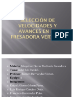 Seleccion de Velocidades y Avances de La Fresadora Horizontal