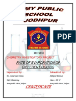 Rate of Evaporation of Different Liquids: Certificate