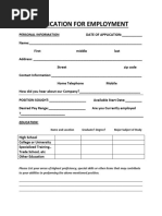 Application For Employment