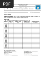 Taller - Nomenclatura - Quimica - Inorganica y Tipos de Reacciones PDF