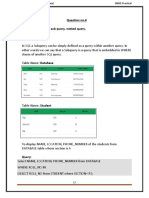 Question No.6 Write SQL Query For Sub Query, Nested Query. Subquery