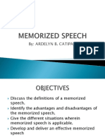 Cot in Oral Com, Memorized Speech