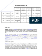 IPV4 Address Classes (32-Bit) : Class Range First BIT Usage Subnet Mask Network Bits Host Bits Private Address