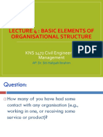 Lecture 4: Basic Elements of Organisational Structure: KNS 1472 Civil Engineering Management