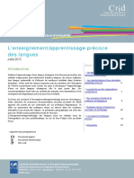 Focus Enseignement Apprentissage Precoce Des Langues PDF