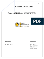 Introduction To Mergers and Acquisition