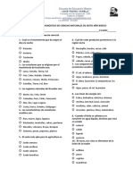 Prueba de Diagnostico de Ciencias Naturales de Sexto Año Básico