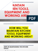 Maintain Kitchen Tools, Equipment and Working Area