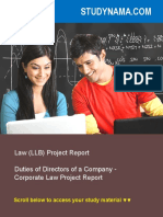 Duties of Directors of A Company - Corporate Law Project Report PDF