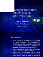 Cases On Partnerships/ Co-Ownership/ Joint Venture: Tax 1 Report