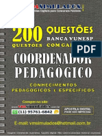 VUNESP 200 Questoes Coordenador Pedagogico Cp-Ce Vmsimulados Divulgacao