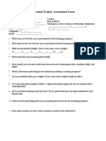 Personal Trainer Assessment Form