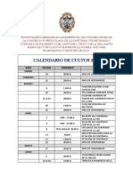 Calendario de Cultos 2022