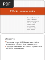 CRM in Insurance Sector: Presented By: Group-5