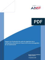 Rapport Sur L'évaluation Du Cadre de Régulation de La Multigestion Alternative en France Et Les Voies Envisageables de Son Amélioration