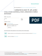 Parámetros de Calidad de La Miel - III - PH, Acidez Total, Acidez Lactónica, Total - Relaciones e Índice de Formol