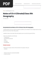 Notes of CH 4 Climate - Class 9th Geography