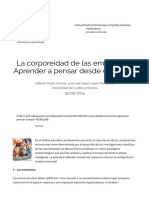 La Corporeidad de Las Emociones. Aprender A Pensar