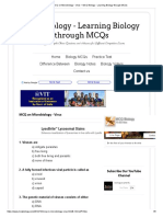 MCQ On Microbiology - Virus - MCQ Biology - Learning Biology Through MCQs PDF