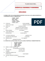 Relaciones Semánticas - Paronimia y Homonimia 1 y 2 Sec