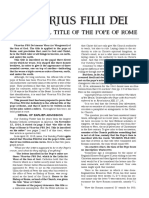 Documento×vicarivs Filii Dei The Official Title of The Pope of Rome