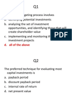 CAPITAL BUDGETING Quiz