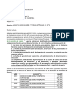 Ejemplo DERECHO DE PETICIÓN EXONERAR IMPUESTOS VEHÍCULOS