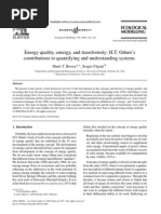 Energy Quality, Emergy, and Transformity: H.T. Odum's Contributions To Quantifying and Understanding Systems