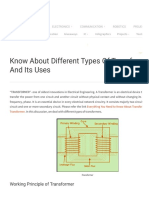 Different Types of Transformers and Their Applications