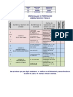 Cronograma de Practicas de Fisica III