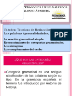 Las Palabras La Oración S, Categorias Gram y C Del Verbo