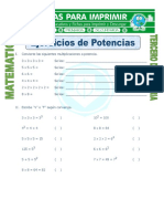 Ficha Ejercicios de Potencias para Tercero de Primaria