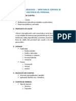 Modelo Canvas Sistema Web para El Control de Asistencia Del Personal