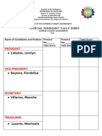 SUMMARY TAlly Sheet