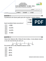 1º Simulado de Matemática - 4º Ano - 2019