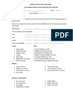 SENSORY EVALUATION SCORE SHEET Kimchi