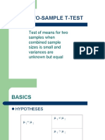 Two-Sample T-Test: Test of Means For Two Samples When Combined Sample Sizes Is Small and Variances Are Unknown But Equal