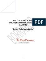 Version Preliminar de La Politica Nacional Multisectorial de Salud PDF