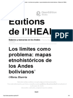 Saberes y Memorias en Los Andes - Los Límites Como Problema - Mapas Etnohistóricos de Los Andes Bolivianos - Éditions de l'IHEAL PDF