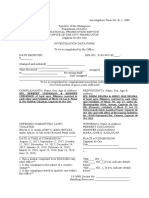 Investigation Data Form