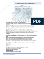 Exercícios de Exame Nacional Geografia Cartas Sinópticas Recursos Hídricos