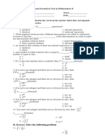 Second Periodical Test in Mathematics 8