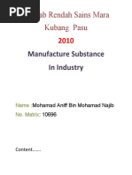 Manufacture of Substance in Industry