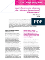 A Policy Framework For Community Telecentres in India - Building On The Experience of Different Projects